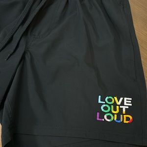 Pride Lined Men’s Size Small Short Swim Suit Swim Trunks LGBTQA Love Out Loud